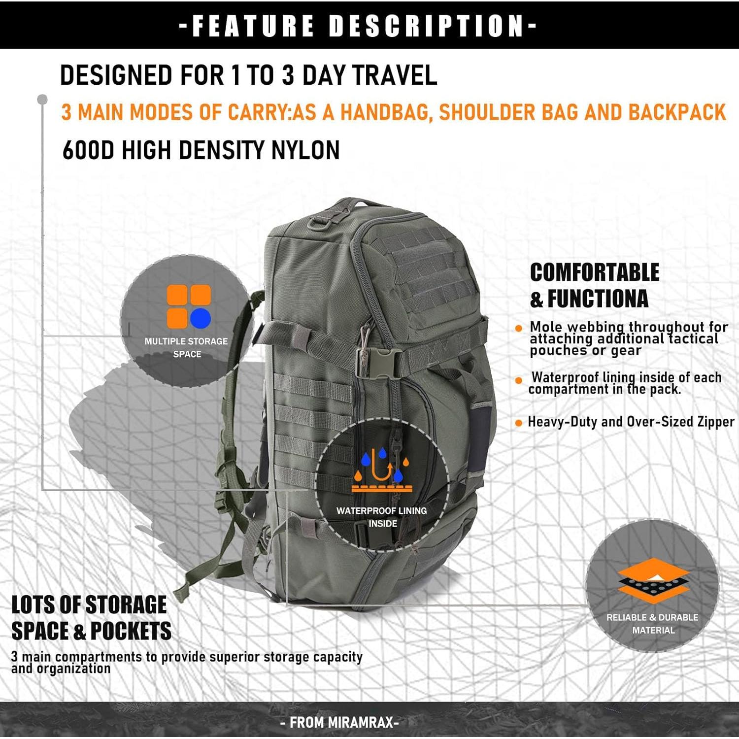 Bolsa de gimnasio Duffle Miramrax 25L Impermeable Verde