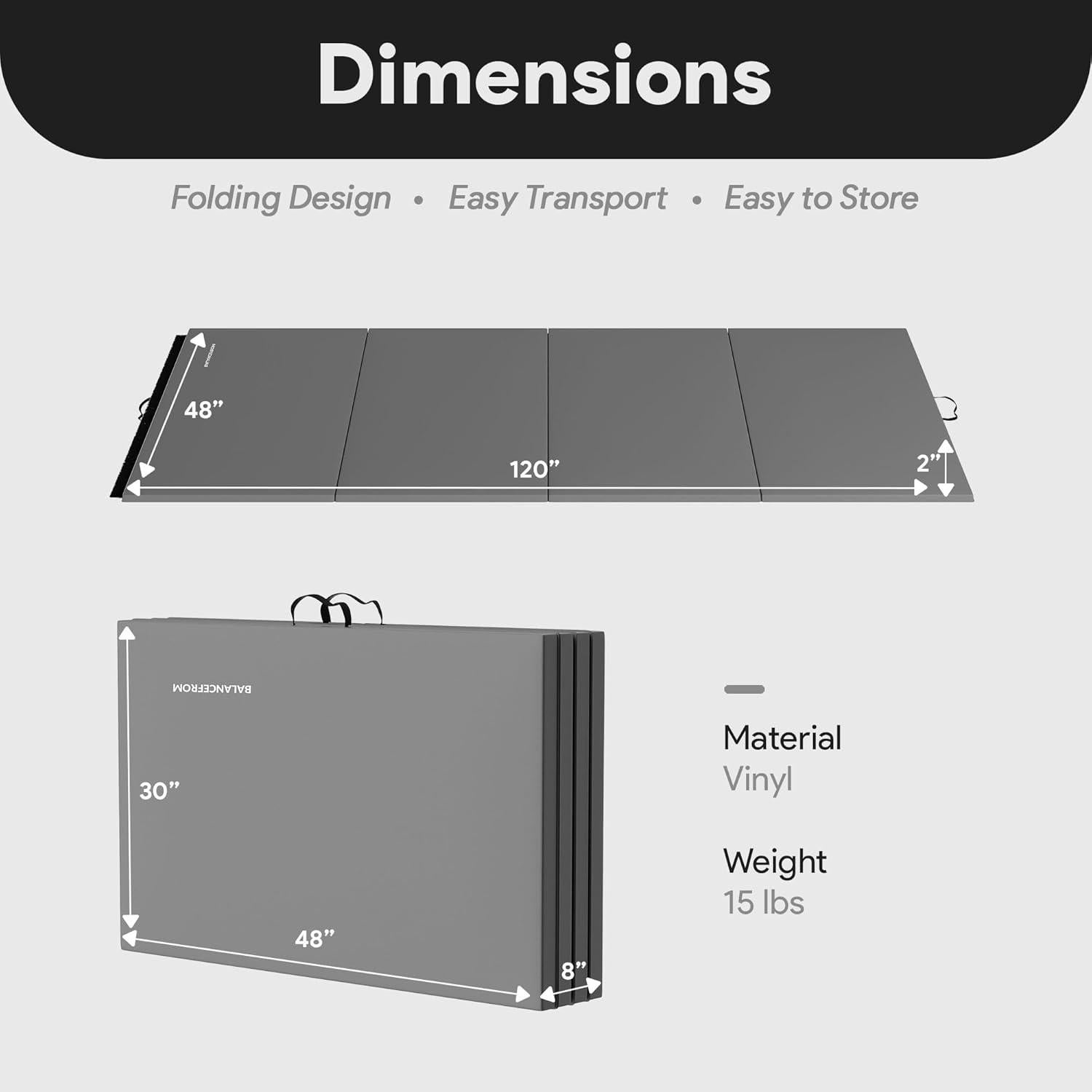 Mata de Gimnasia Plegable BalanceFrom 3.05x1.22m Gris