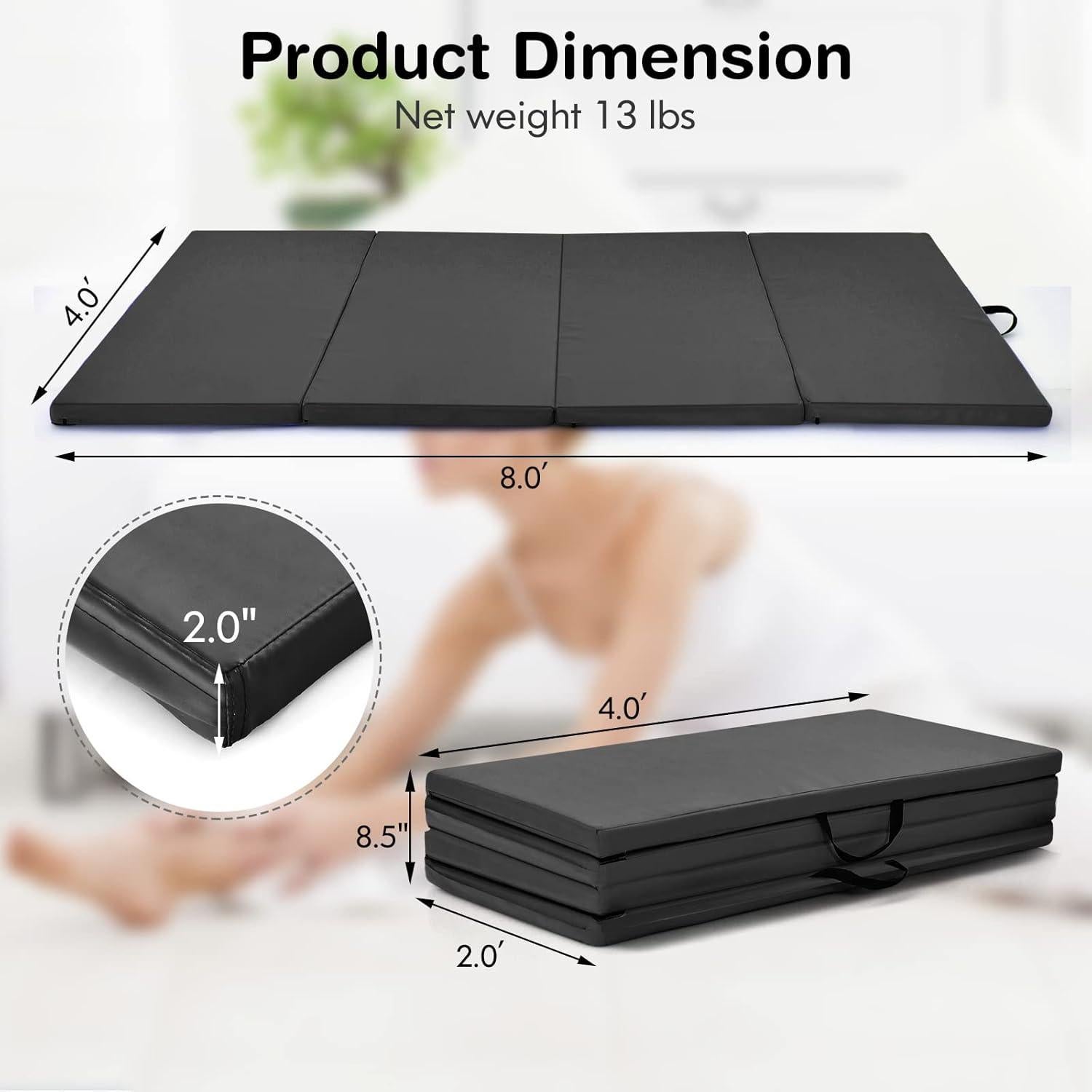 Colchoneta de Gimnasia GYMAX 1.22x2.44m Plegable Impermeable