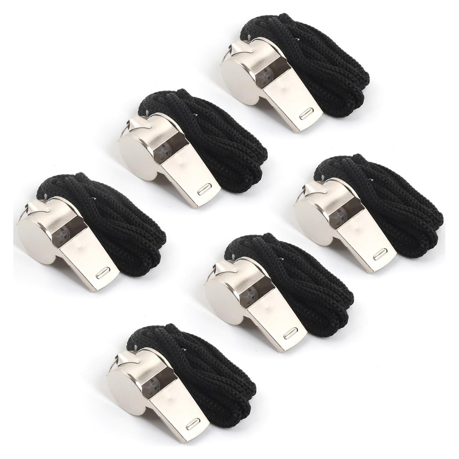 6 Silbatos de Acero Inoxidable Suyncyi KS010 con Cordón