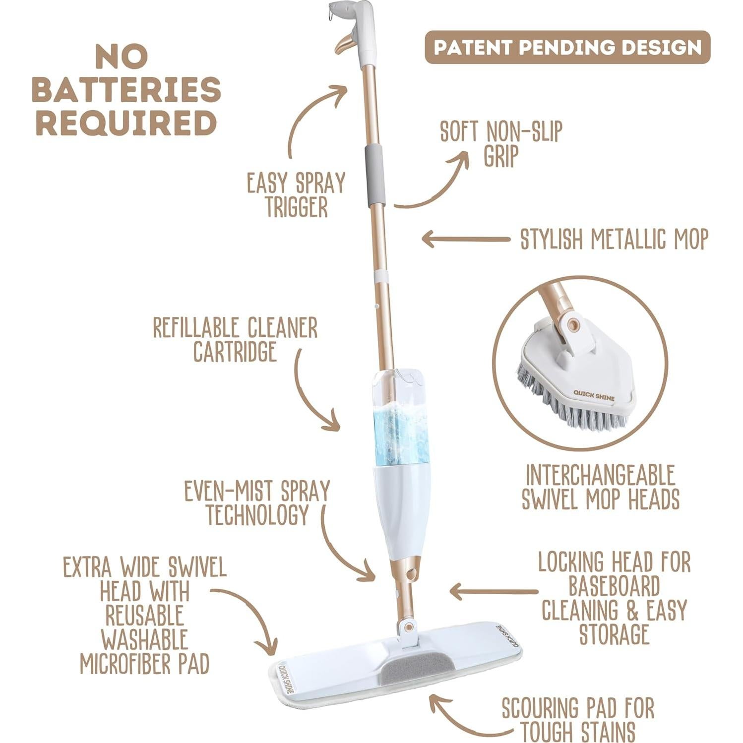 Kit de Mopa Rociadora Quick Shine 11 Piezas - Limpieza Profesional