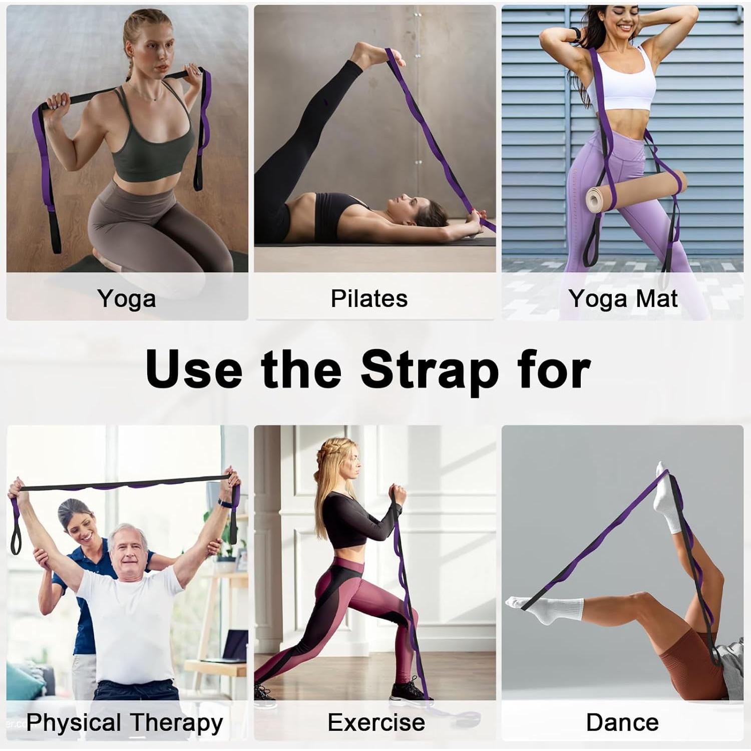 Correa de Yoga Amrules 200 cm con 10 Bucles para Estiramiento