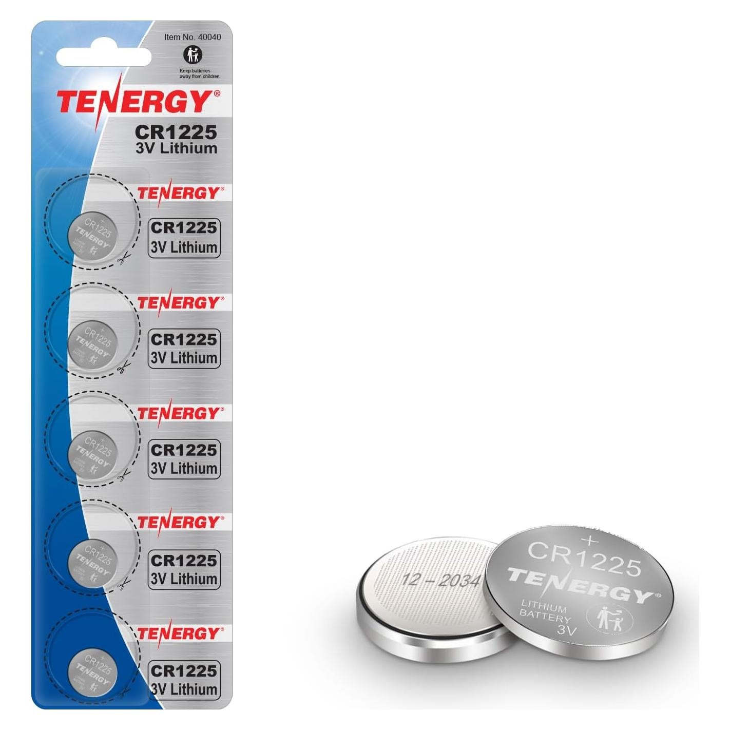 Baterías de Botón Tenergy CR1225 3V - Paquete de 5 Unidades