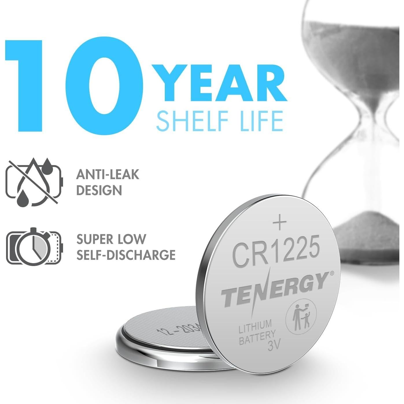 Baterías de Botón Tenergy CR1225 3V - Paquete de 5 Unidades