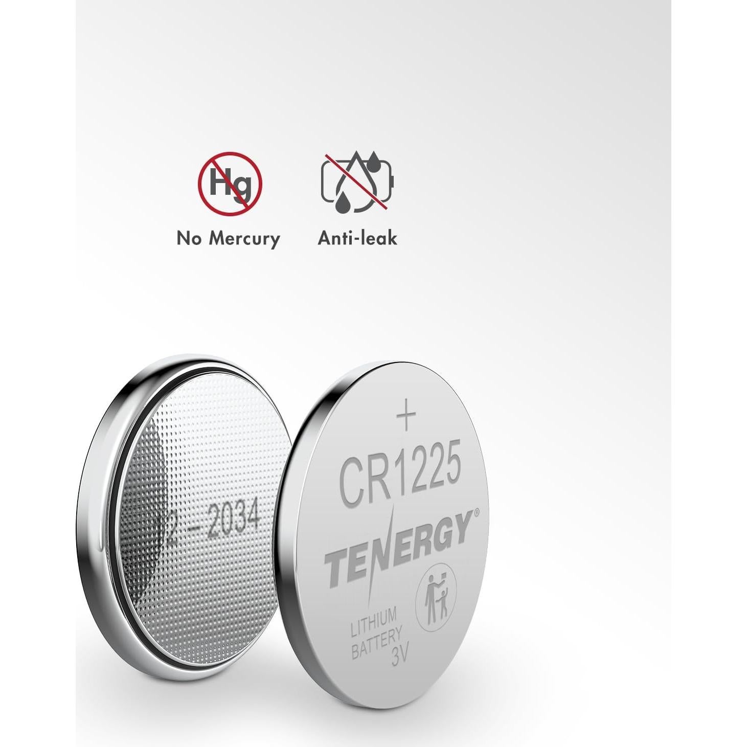 Baterías de Botón Tenergy CR1225 3V - Paquete de 5 Unidades