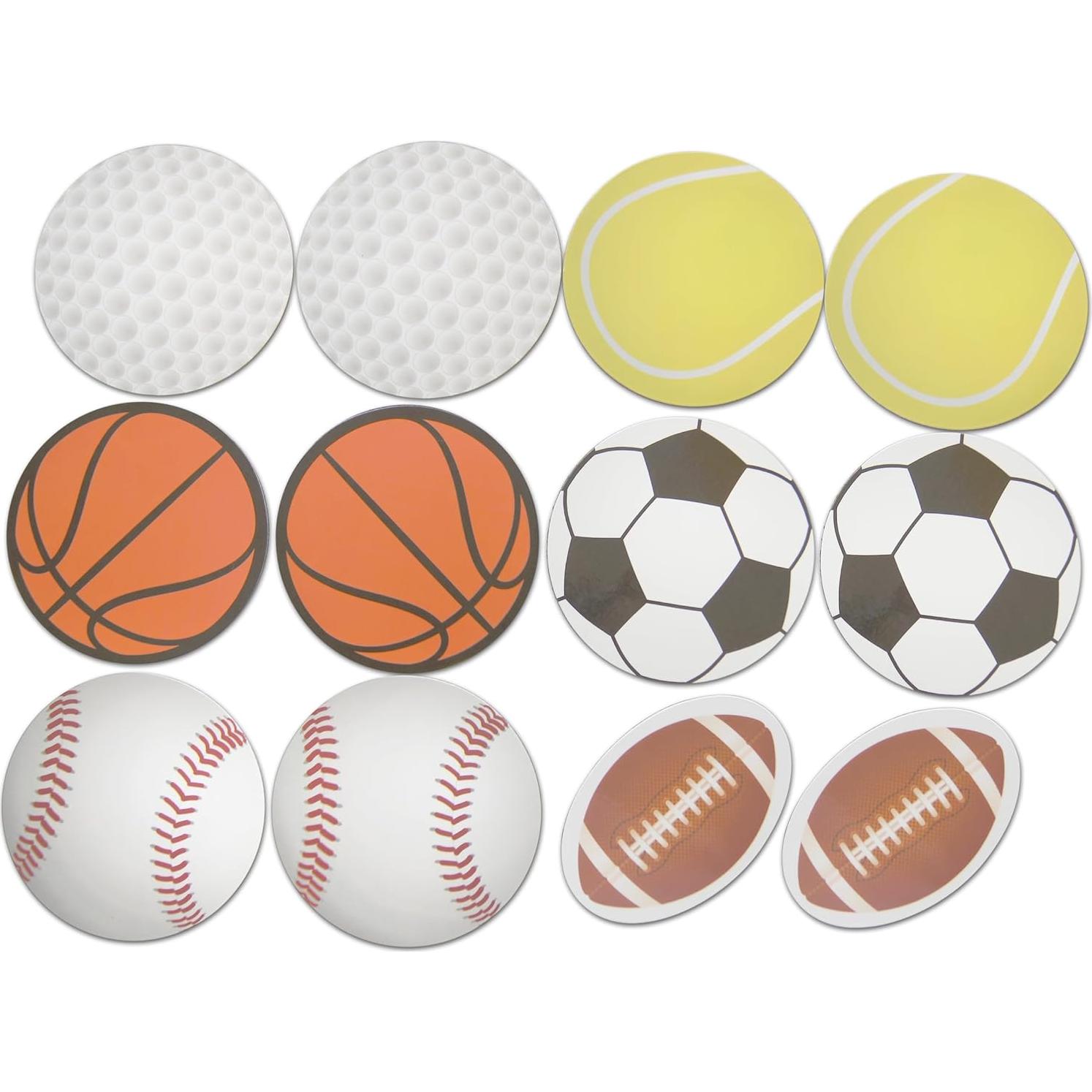 Conjunto de 12 Imanes Deportivos Novel Merk - Baloncesto, Fútbol, Béisbol