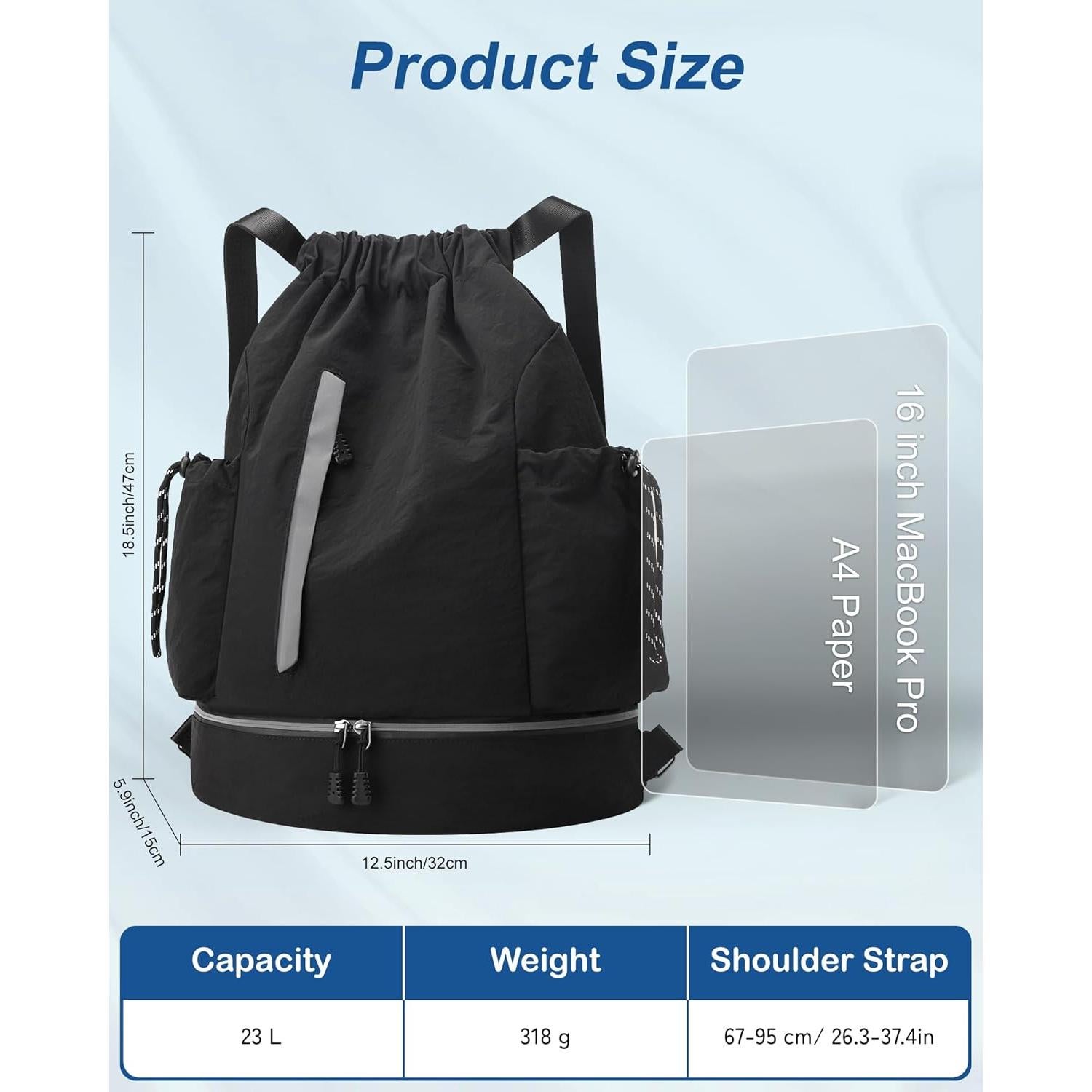 Mochila Deportiva JELUTAR Resistente al Agua 28L Negra