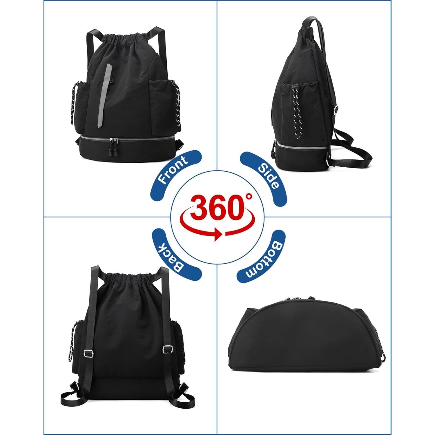 Mochila Deportiva JELUTAR Resistente al Agua 28L Negra