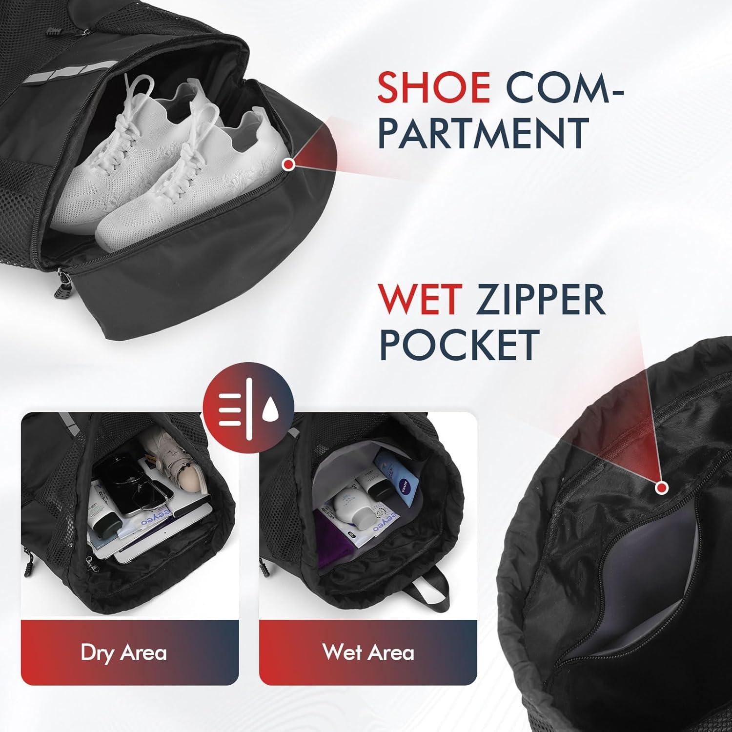 Bolsa de Gimnasio PinCute con Cuerda Negra 22.4L Impermeable