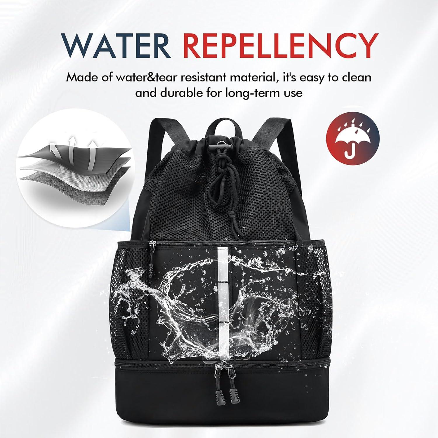 Bolsa de Gimnasio PinCute con Cuerda Negra 22.4L Impermeable