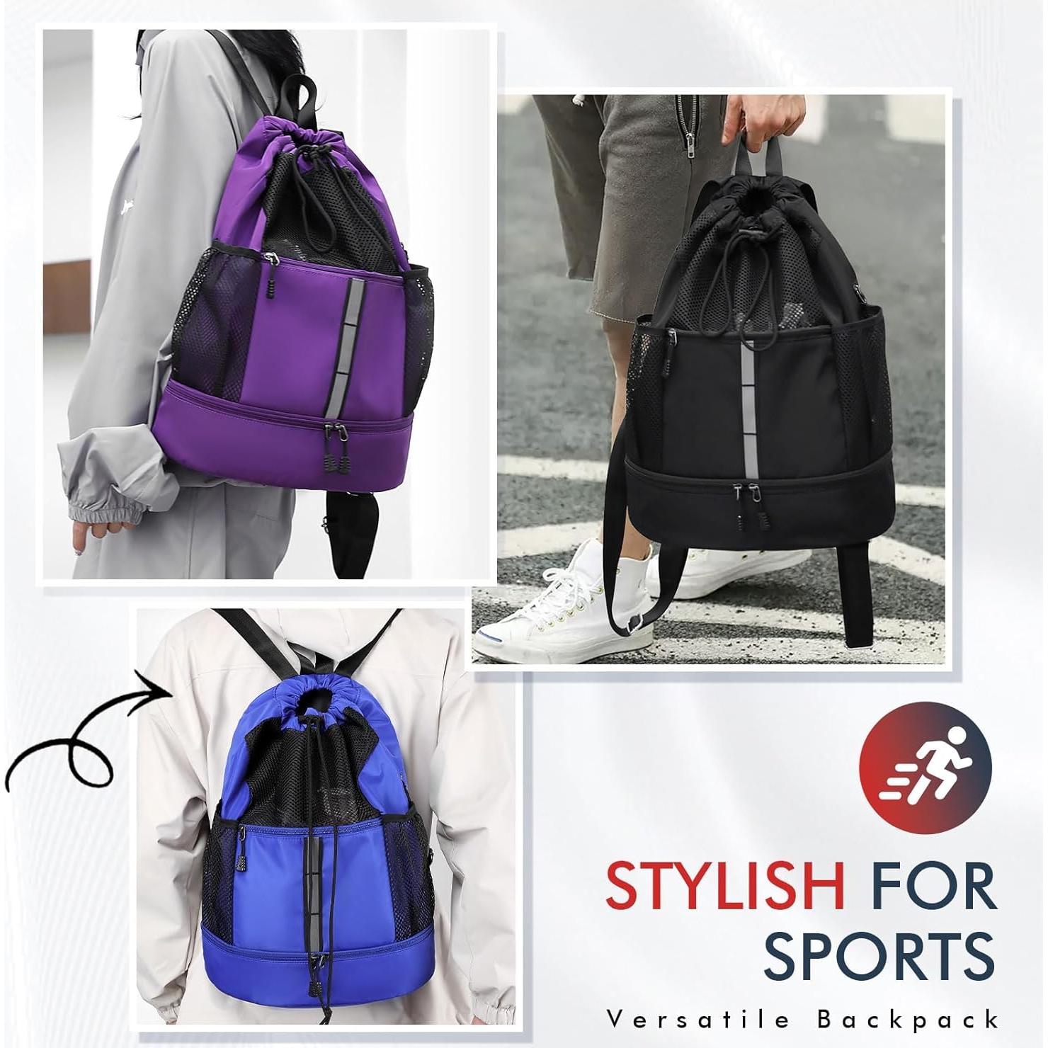 Bolsa de Gimnasio PinCute con Cuerda Negra 22.4L Impermeable