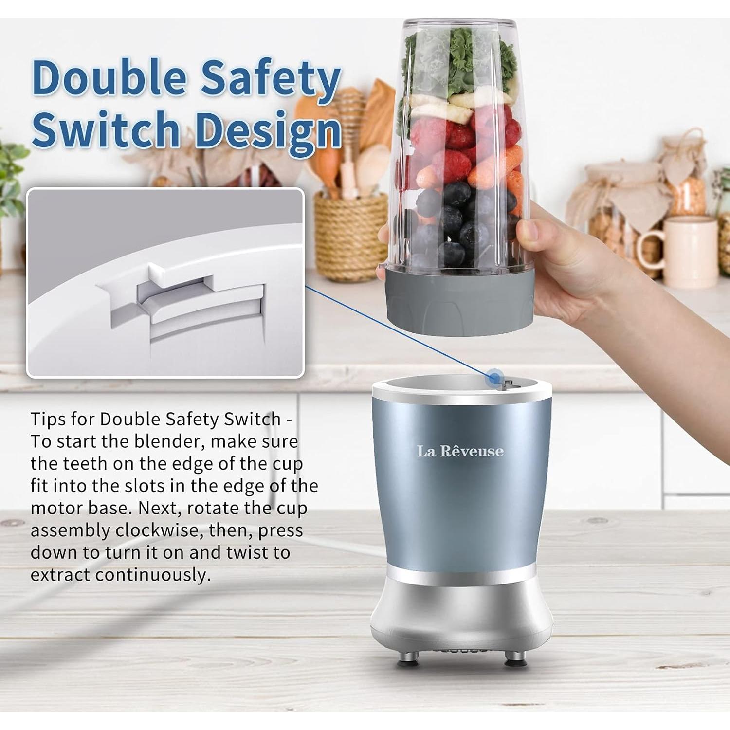 Licuadora Personal La Reveuse 250W 2 Tazas Libre BPA Azul