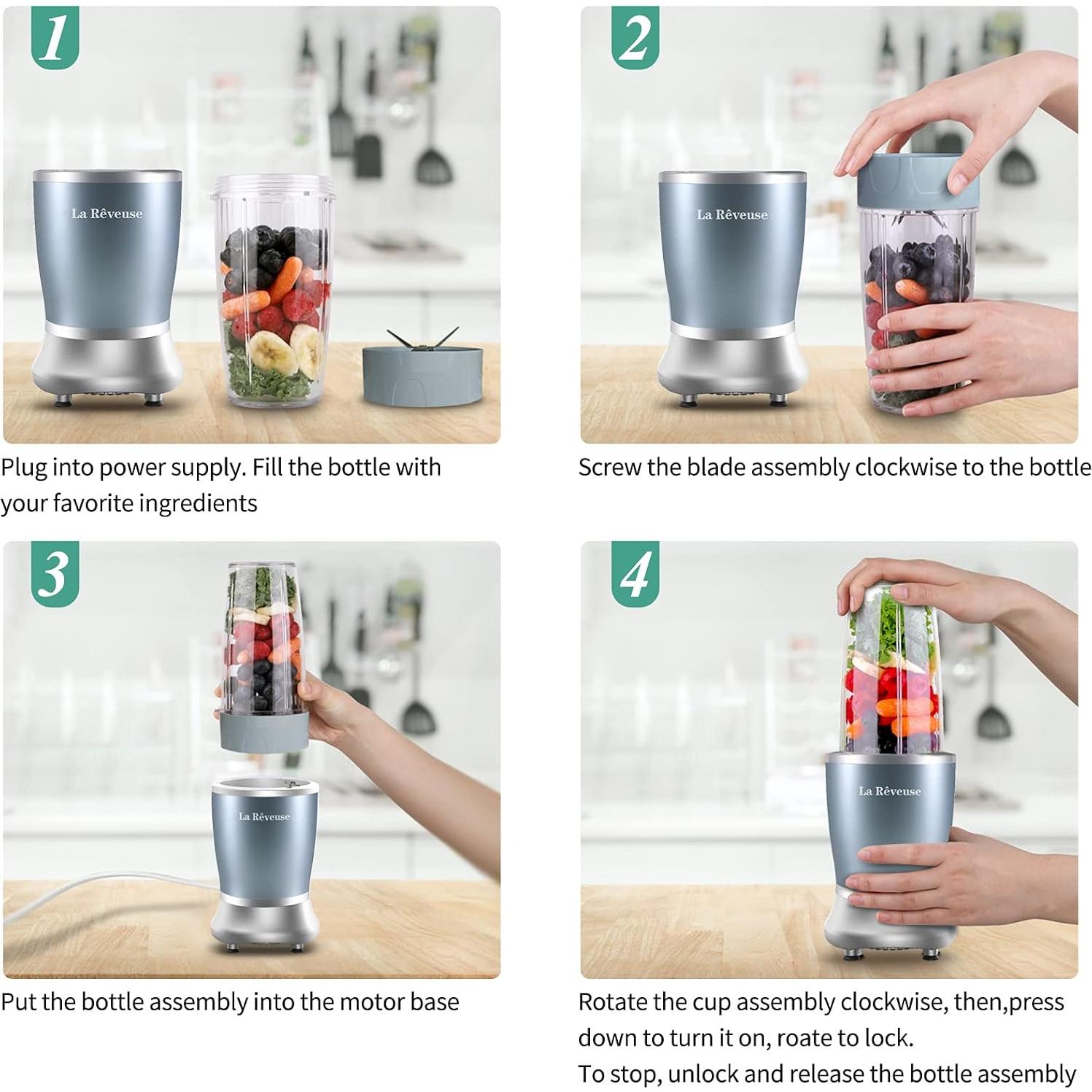 Licuadora Personal La Reveuse 250W 2 Tazas Libre BPA Azul