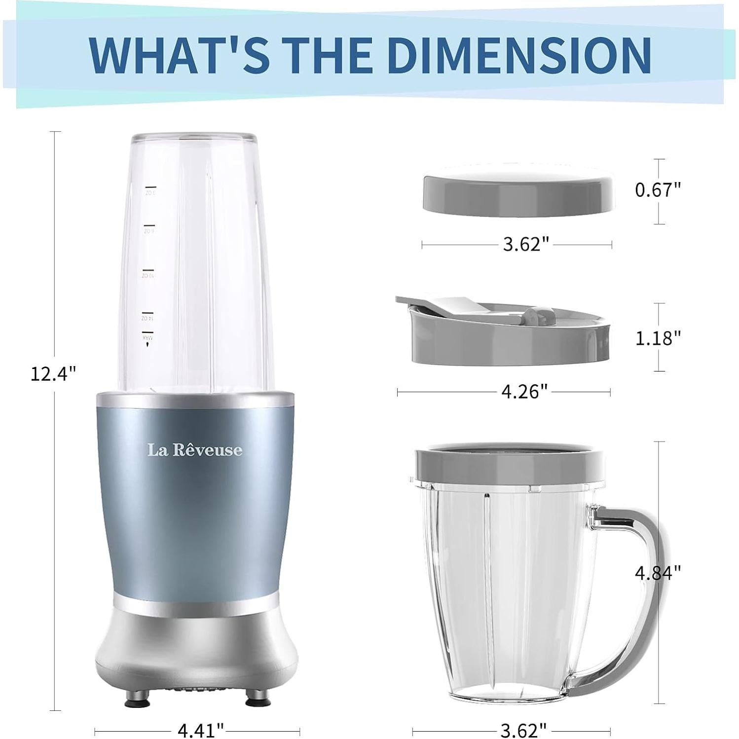 Licuadora Personal La Reveuse 250W 2 Tazas Libre BPA Azul