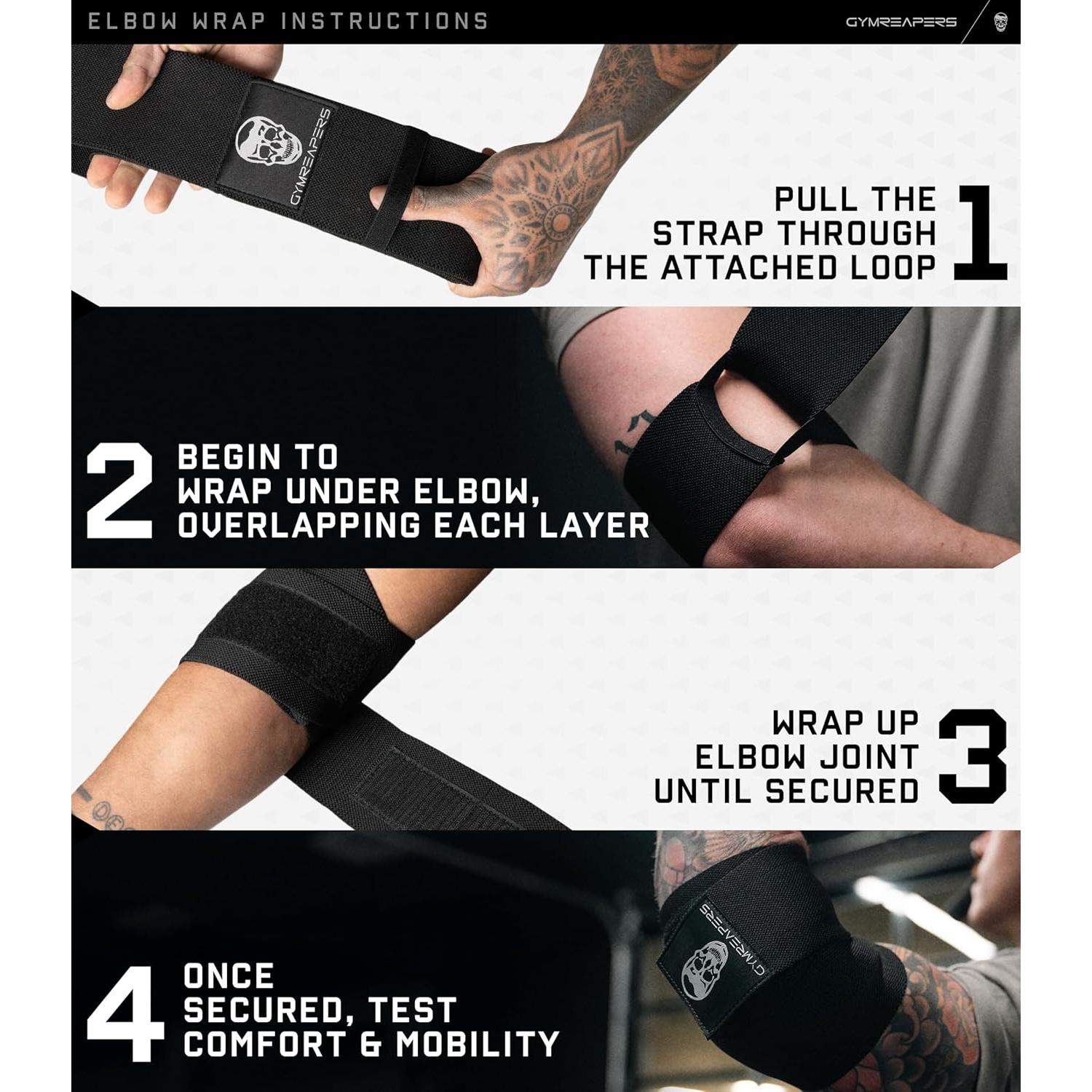 Fajas de Codo Gymreapers - Compresión Ajustable 101.6 cm (1 Par)