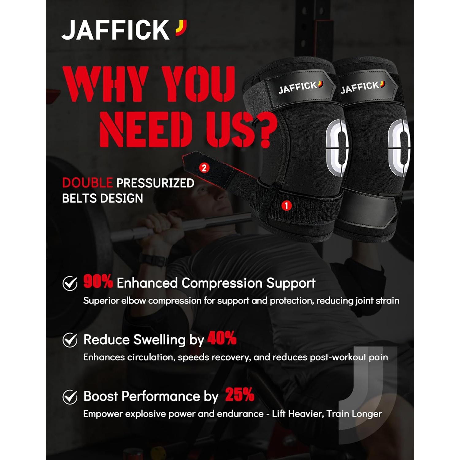Faja de Codo Jaffick para Levantamiento de Pesas - Compresión L