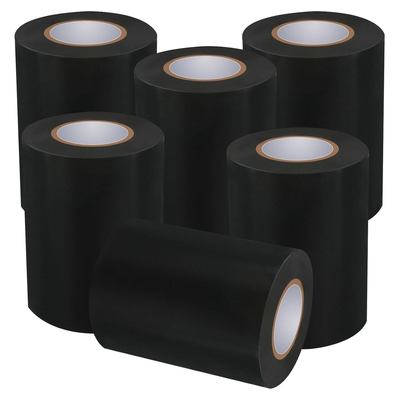 6 Rollos Cinta de Tapete de Lucha Negra 4" x 20.1m PVC CONEHOY