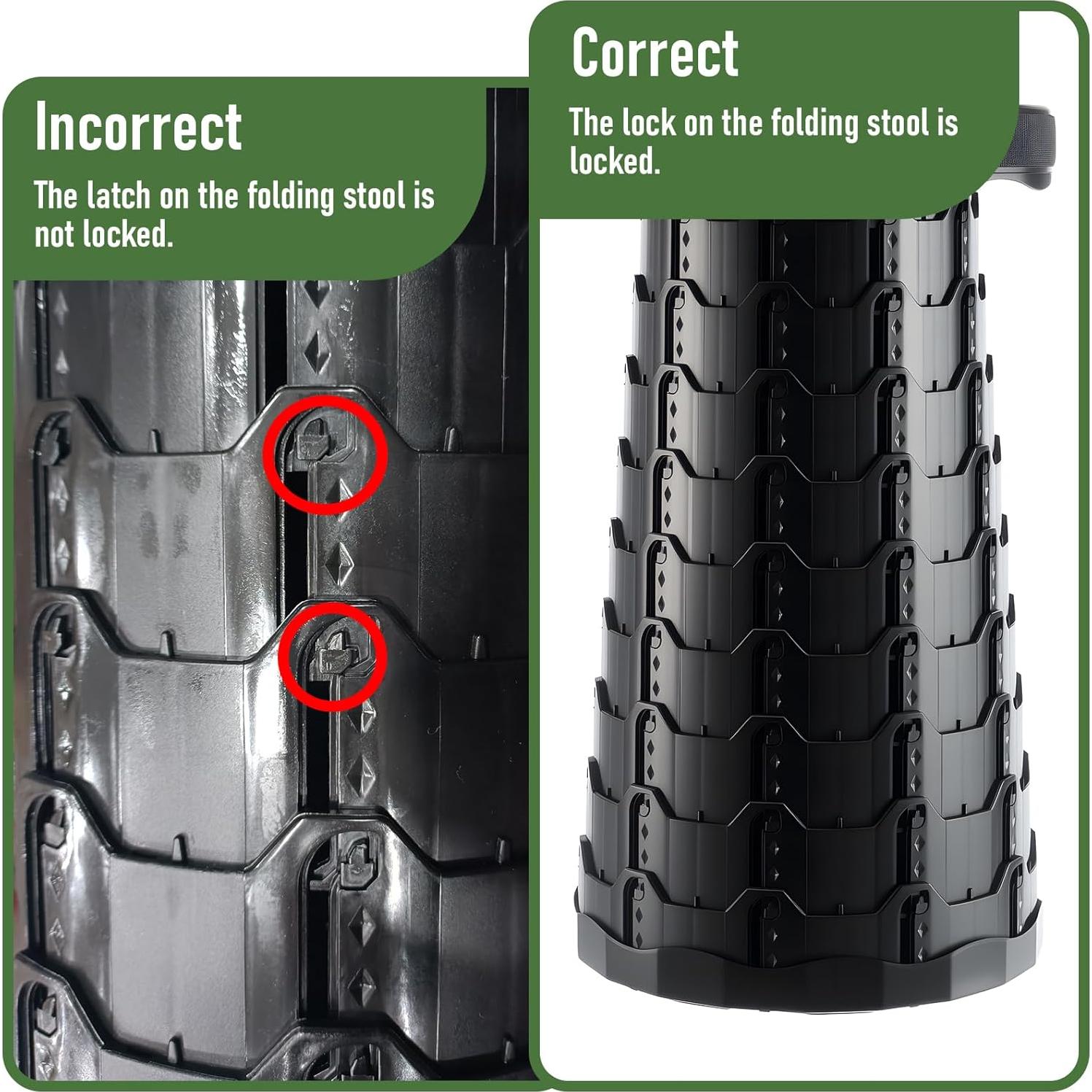 Taburete Plegable Doseno Ajustable 6.1-44.5 cm Negro