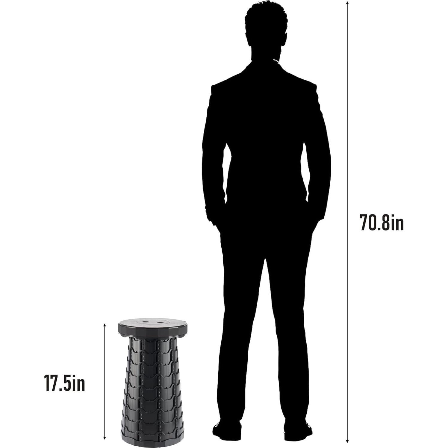 Taburete Plegable Doseno Ajustable 6.1-44.5 cm Negro