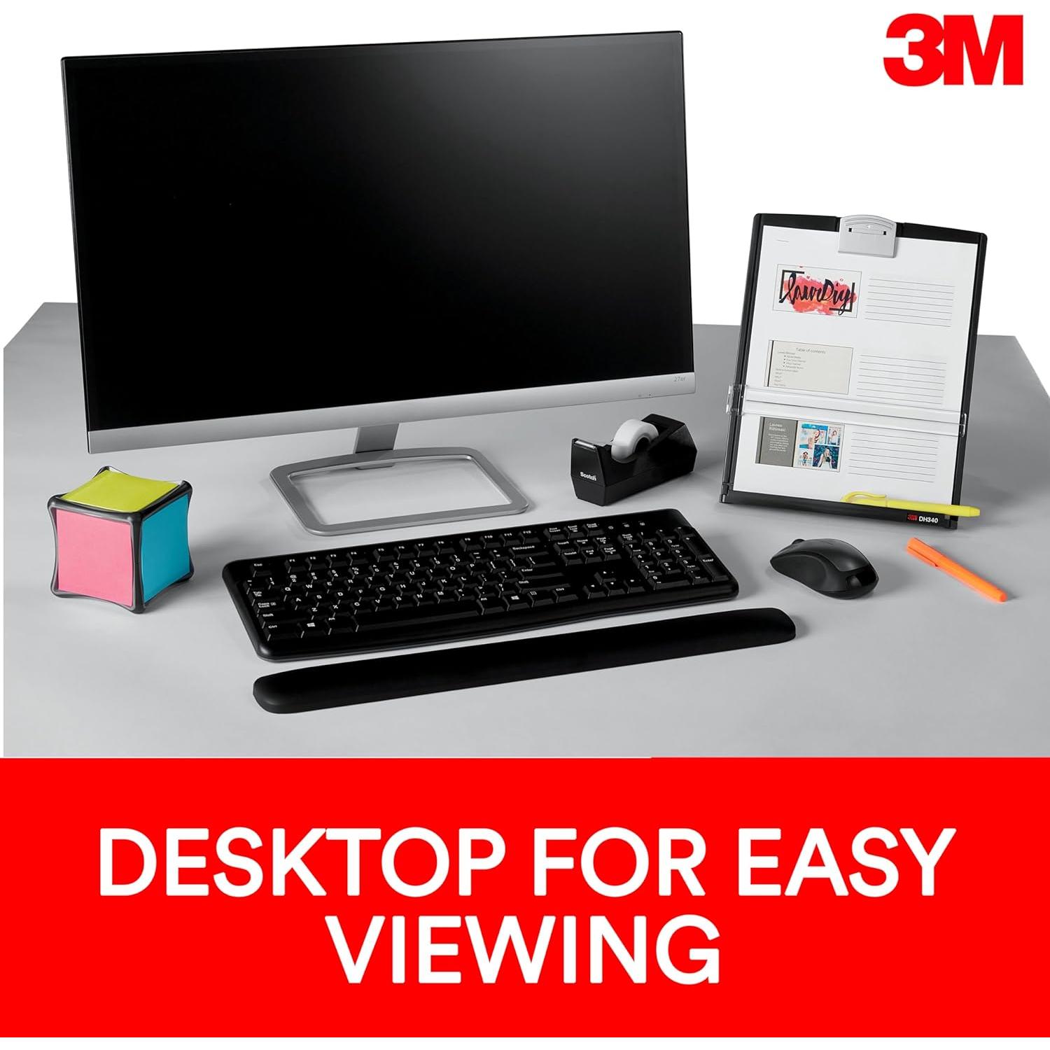 Soporte de Documentos 3M DH340MB, Clip Ajustable Negro