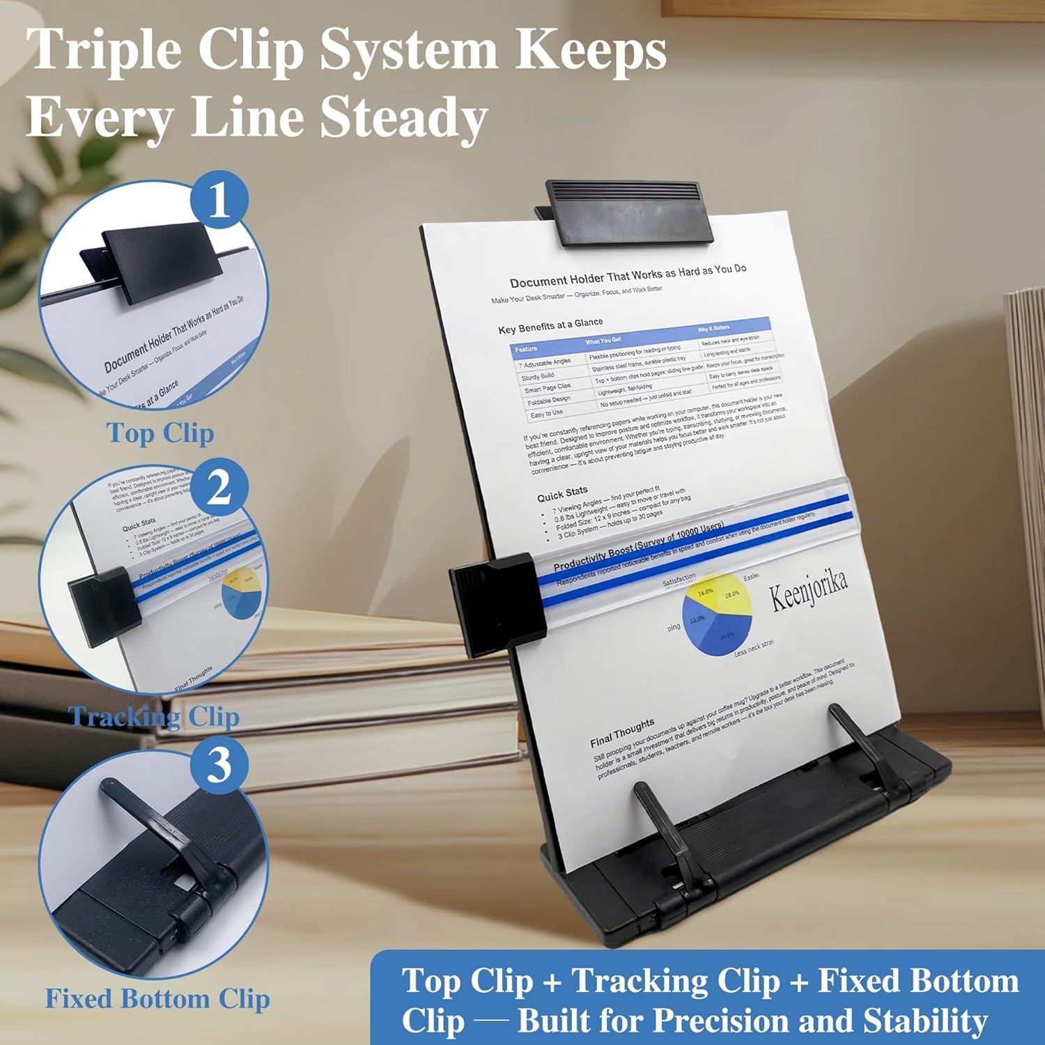 Soporte de Documentos Ajustable Keenjorika Negro 7 Posiciones