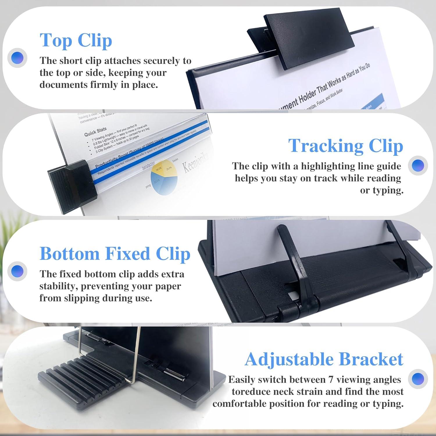 Soporte de Documentos Ajustable Keenjorika Negro 7 Posiciones