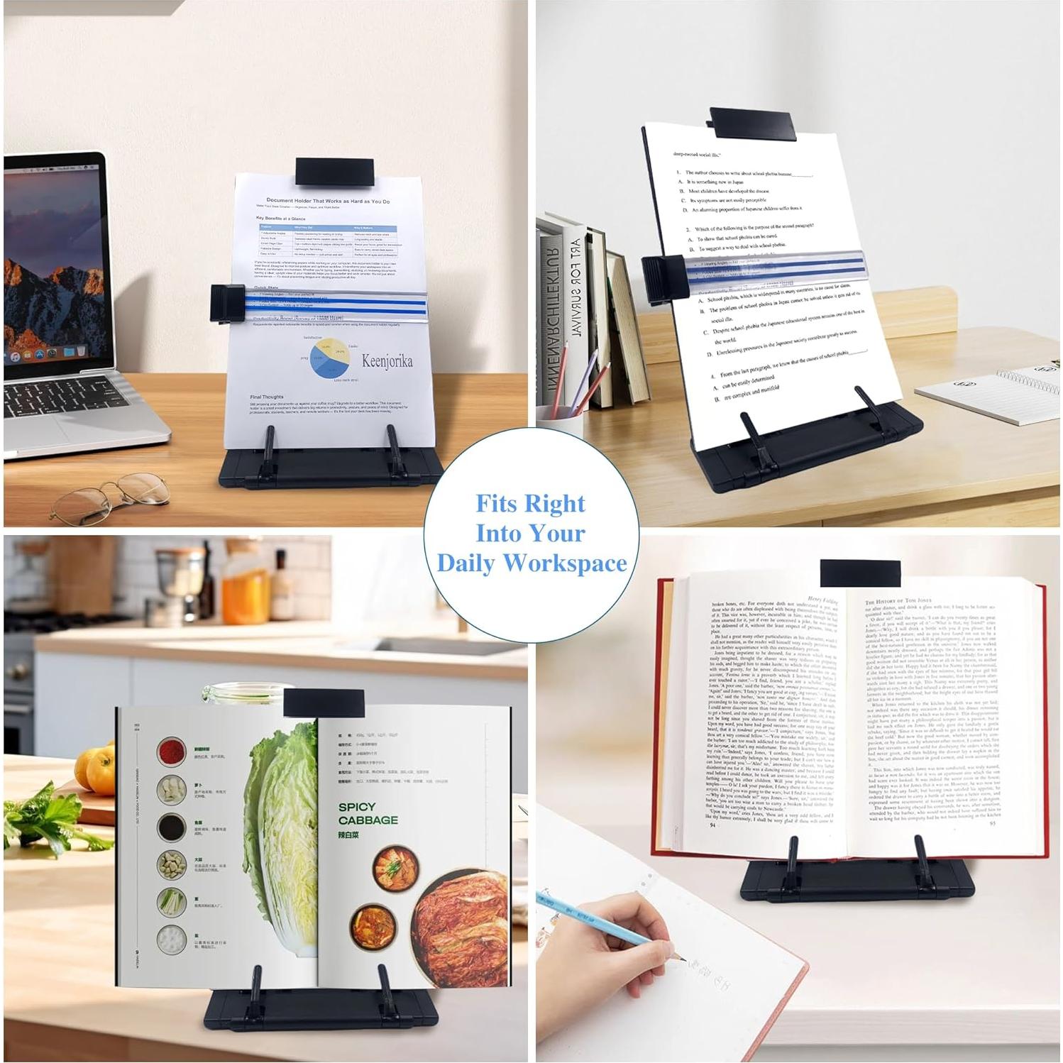 Soporte de Documentos Ajustable Keenjorika Negro 7 Posiciones