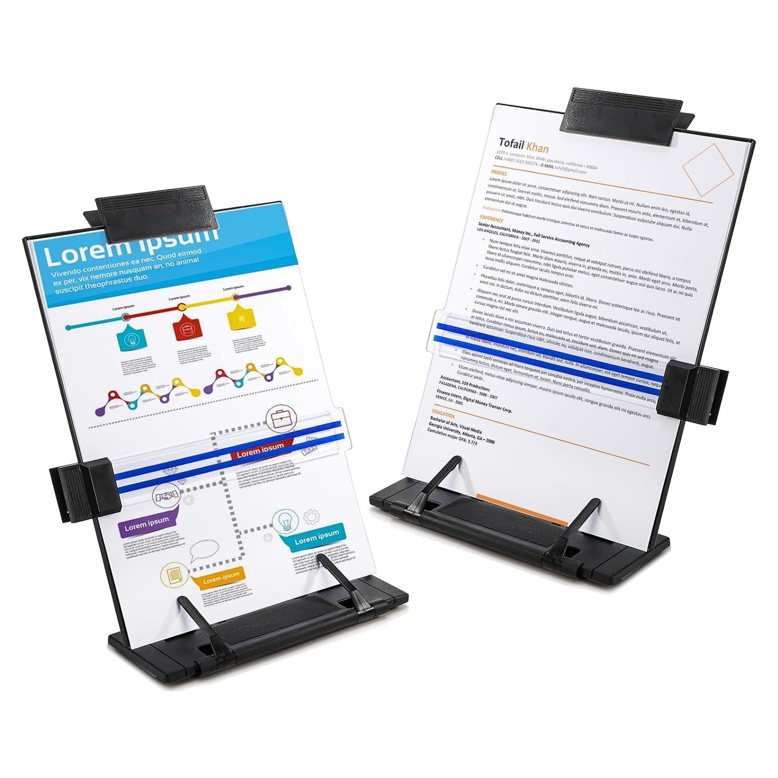 Soporte de Documentos Lawei 2 Piezas Ajustable Negro A4