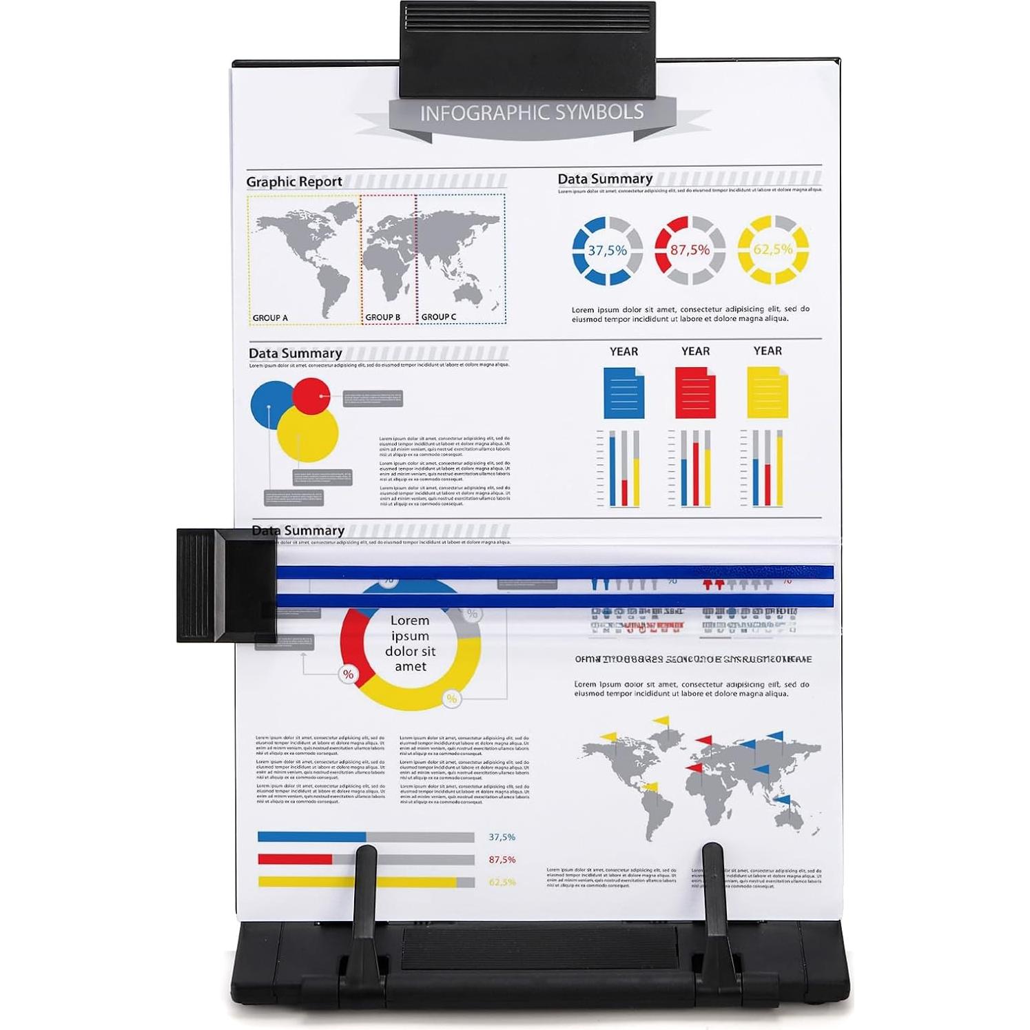 Soporte de Documentos Lawei 2 Piezas Ajustable Negro A4