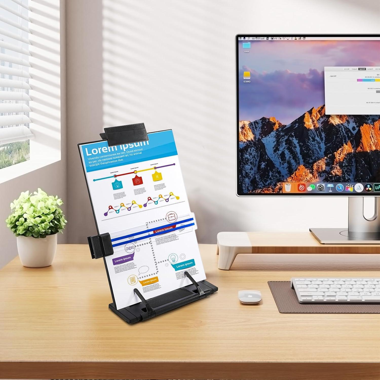 Soporte de Documentos Lawei 2 Piezas Ajustable Negro A4