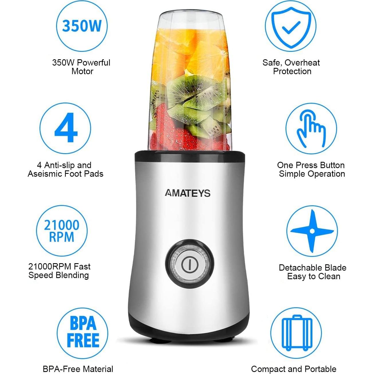 Licuadora Personal Amateys 350W 710ml Fácil de Limpiar
