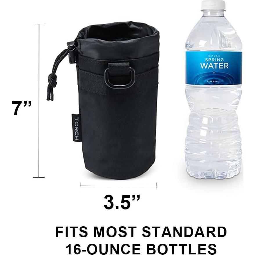 Portabotellas MOLLE TORCH Negro 18cm Ajustable Táctico