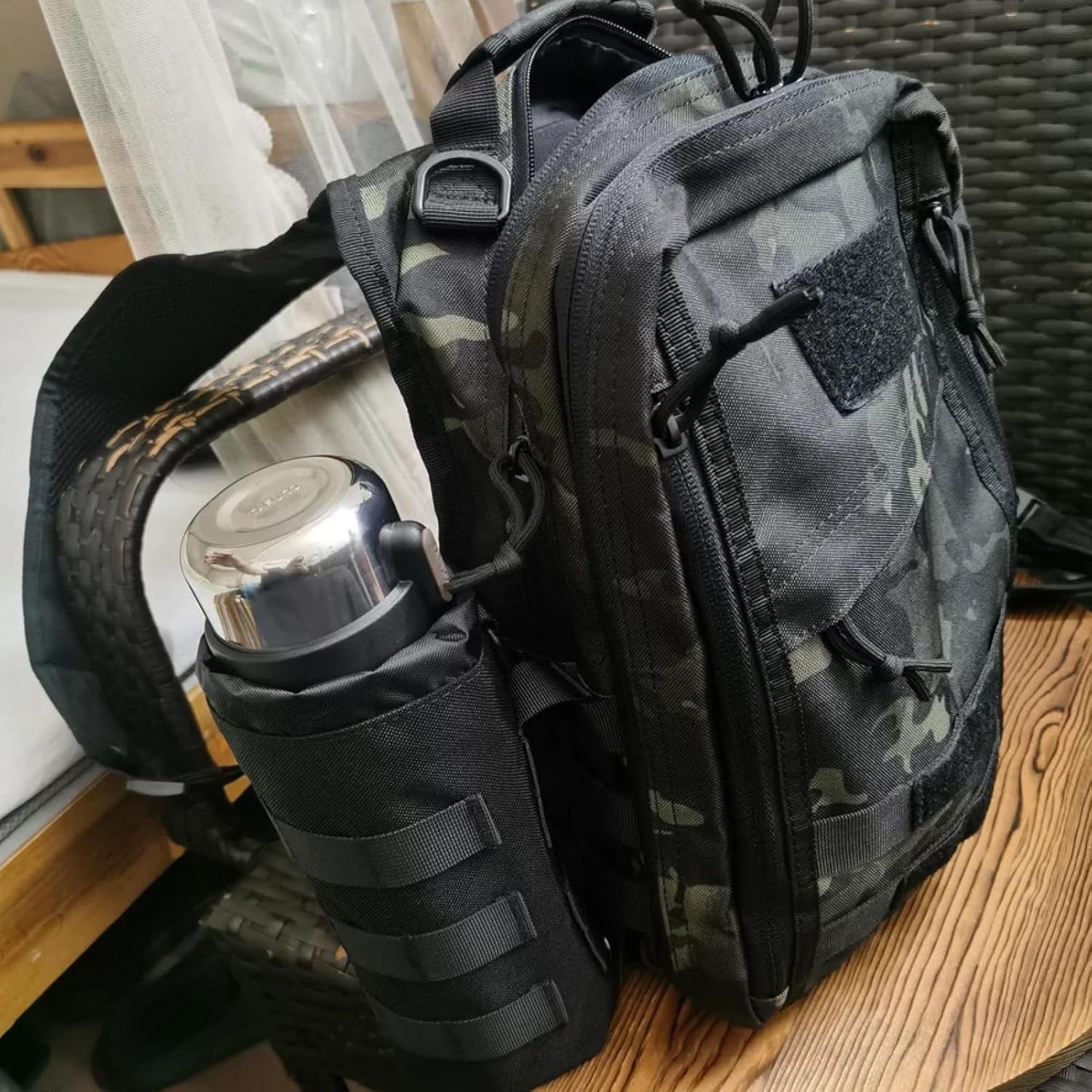 Bolsa Táctica Azarxis para Botella de Agua 10x23 cm Negra