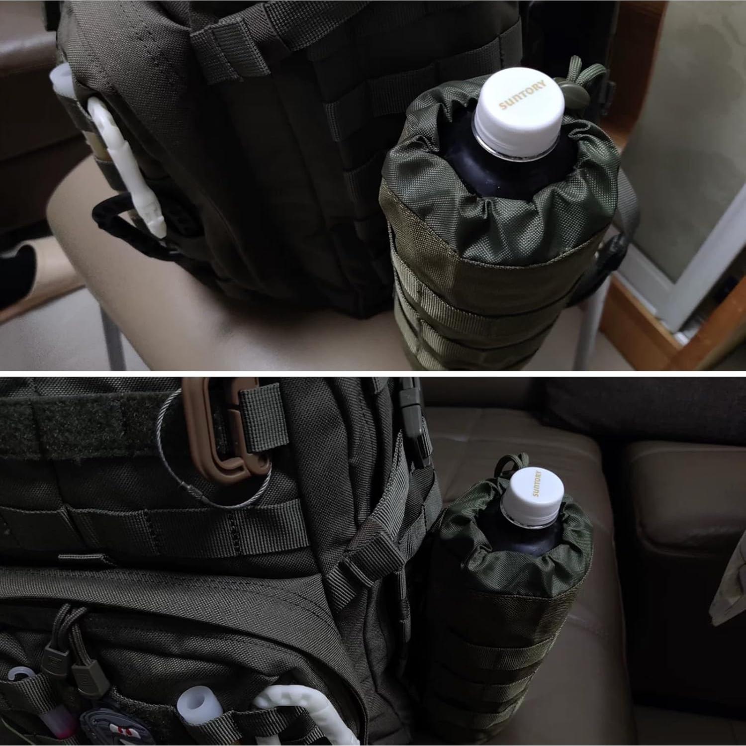 Bolsa Táctica Azarxis para Botella de Agua 10x23 cm Negra