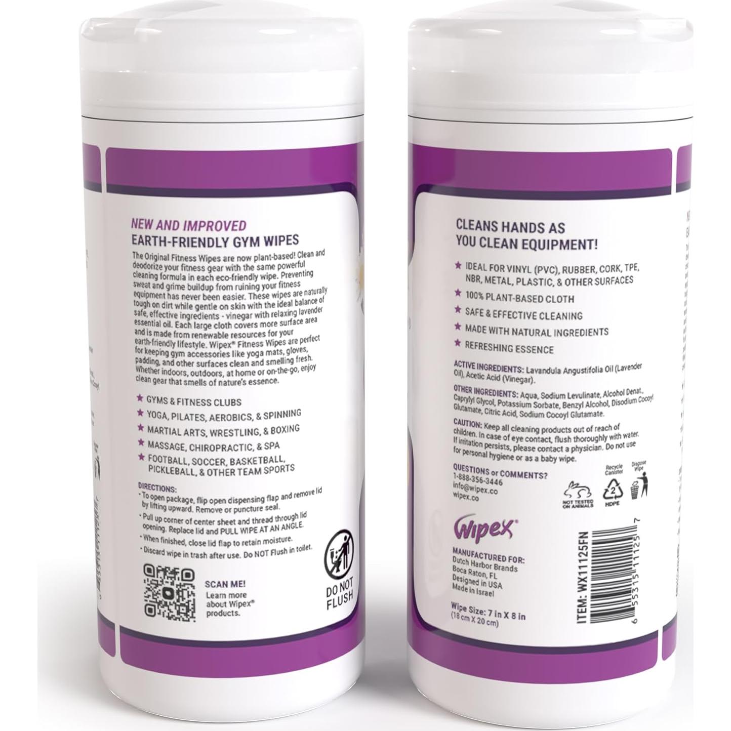 Toallitas Wipex para Equipos de Fitness - 50 Unidades Lavanda