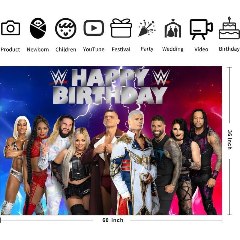 Banner de Cumpleaños Lucha Libre SDONY 1.5x0.9m Decoración