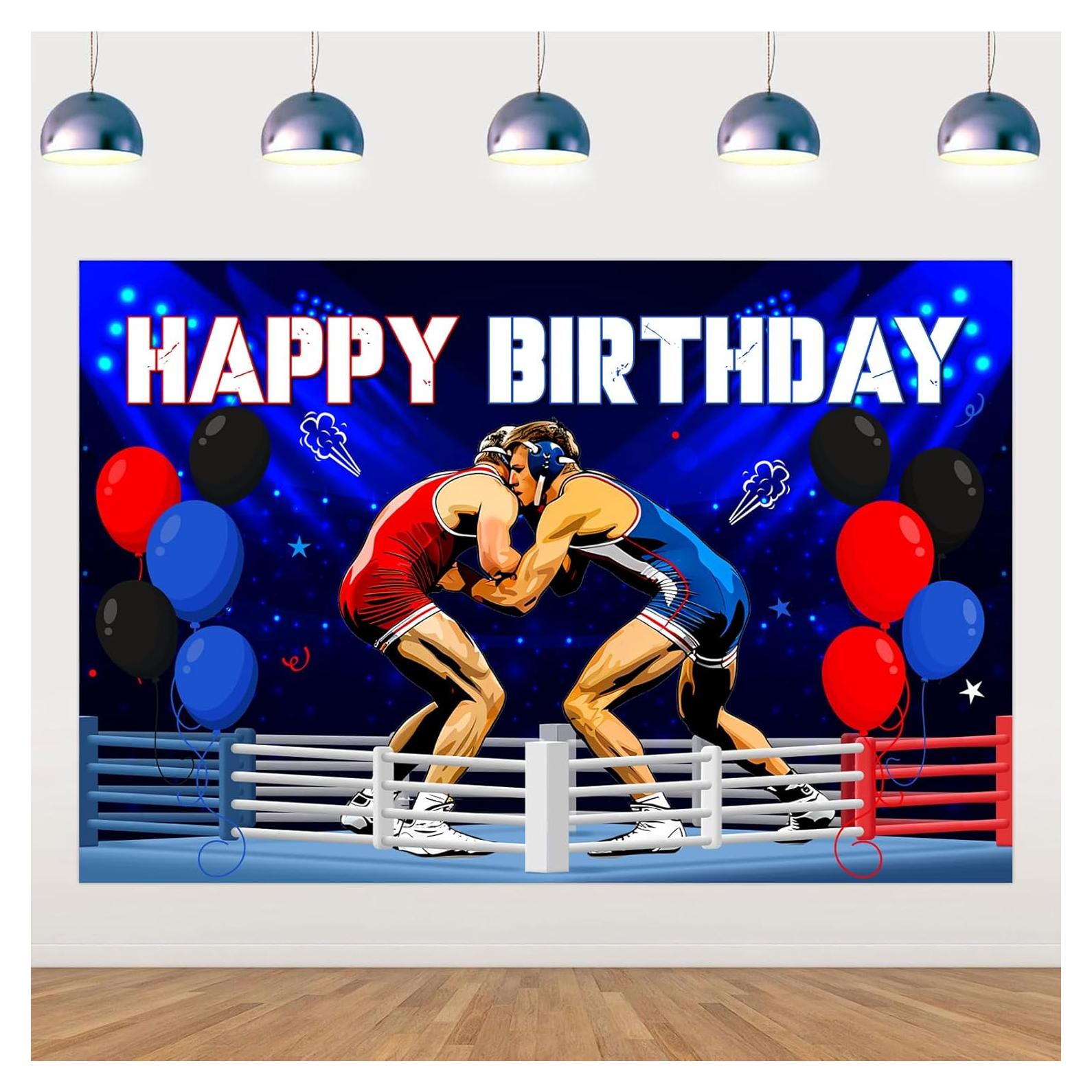 Banner de Lucha Libre 3x1.5m Vinilo SHADOAMP para Cumpleaños