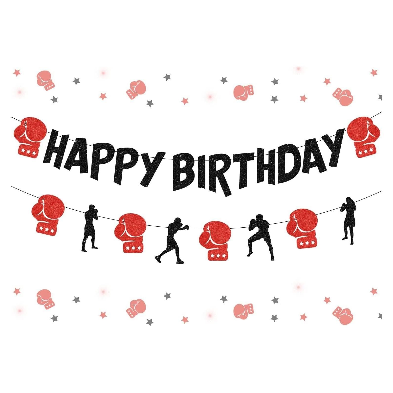 Banner de Cumpleaños Boxeo LightAParty 14 cm DIY Brillante