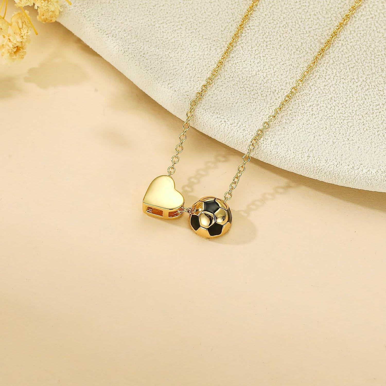 Collar de Fútbol para Mujeres - Joyería Oro 16+3 Pulgadas