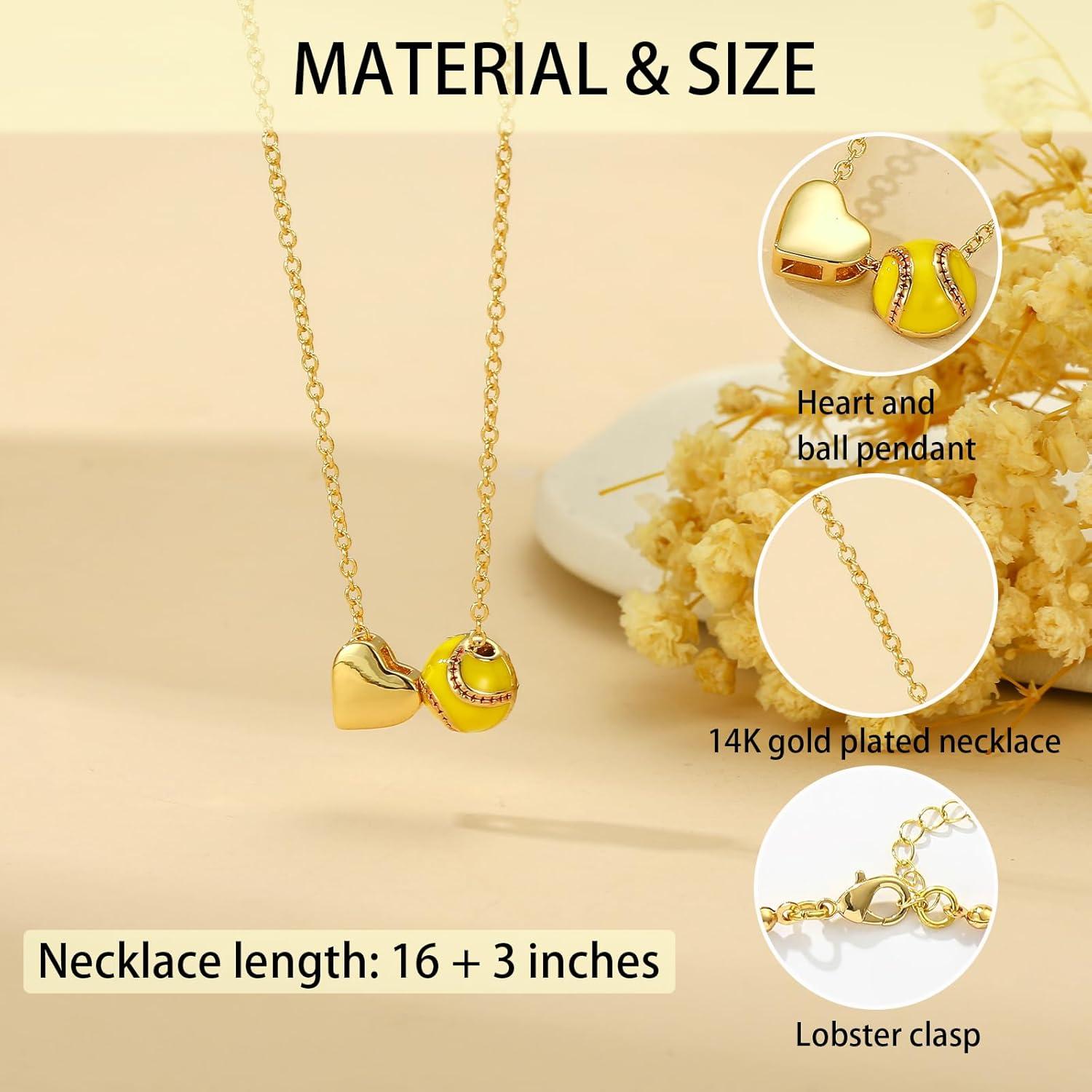 Collar de Fútbol para Mujeres - Joyería Oro 16+3 Pulgadas