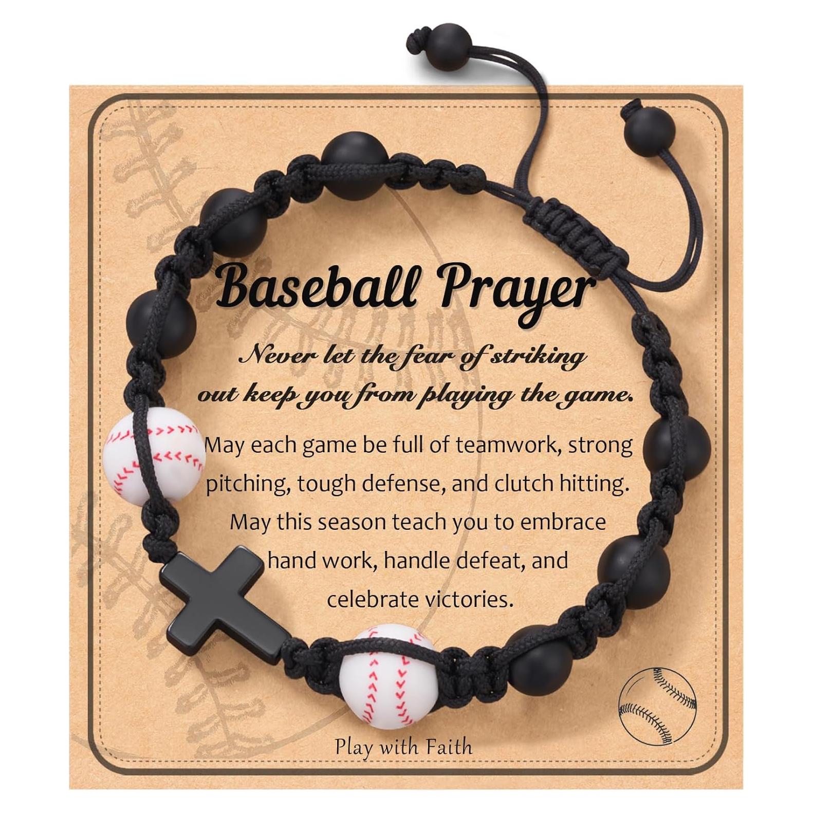 Pulsera de Cruz de Béisbol HGDEER Ajustable para Niños