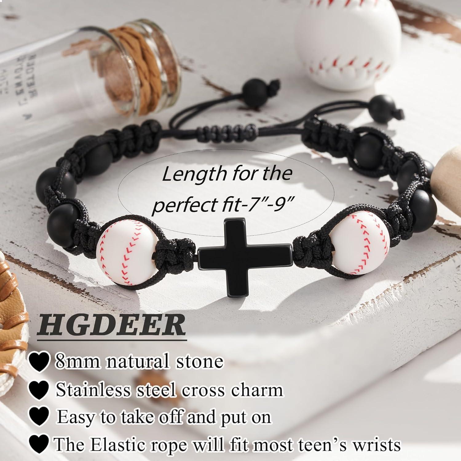 Pulsera de Cruz de Béisbol HGDEER Ajustable para Niños