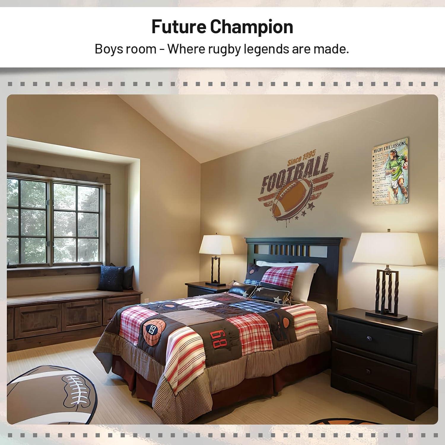 Cartel de Metal Lecciones de Vida Rugby 20x30 cm Vintage