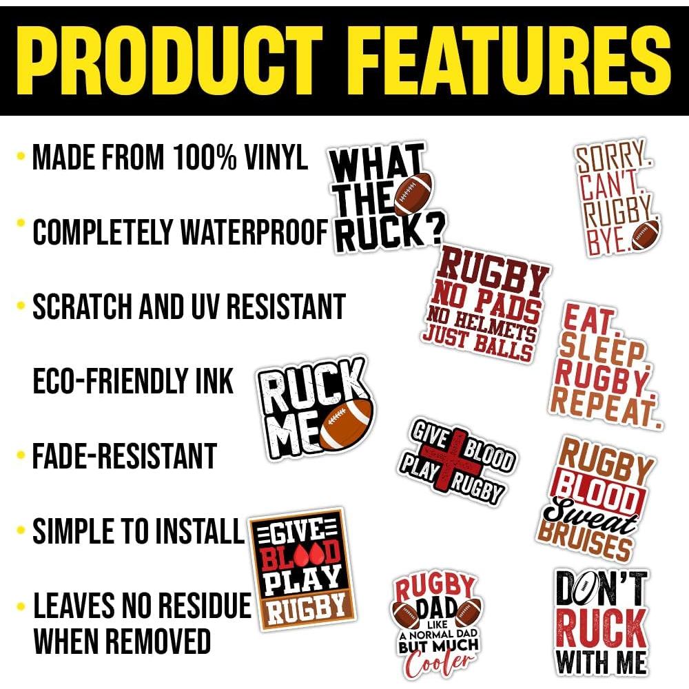 Calcomanías de Rugby ULTRAVUTT 3x3 cm Multicolor - 10 Piezas