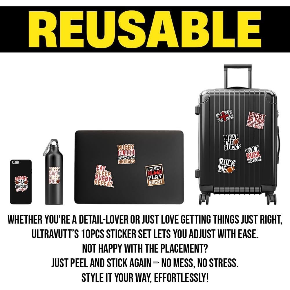 Calcomanías de Rugby ULTRAVUTT 3x3 cm Multicolor - 10 Piezas
