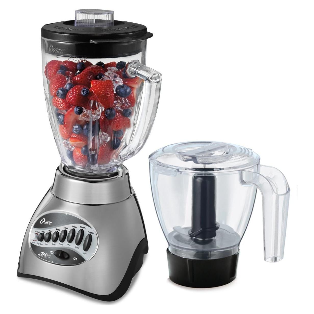 Licuadora Oster 16 Velocidades con Picadora y Jarra de Vidrio