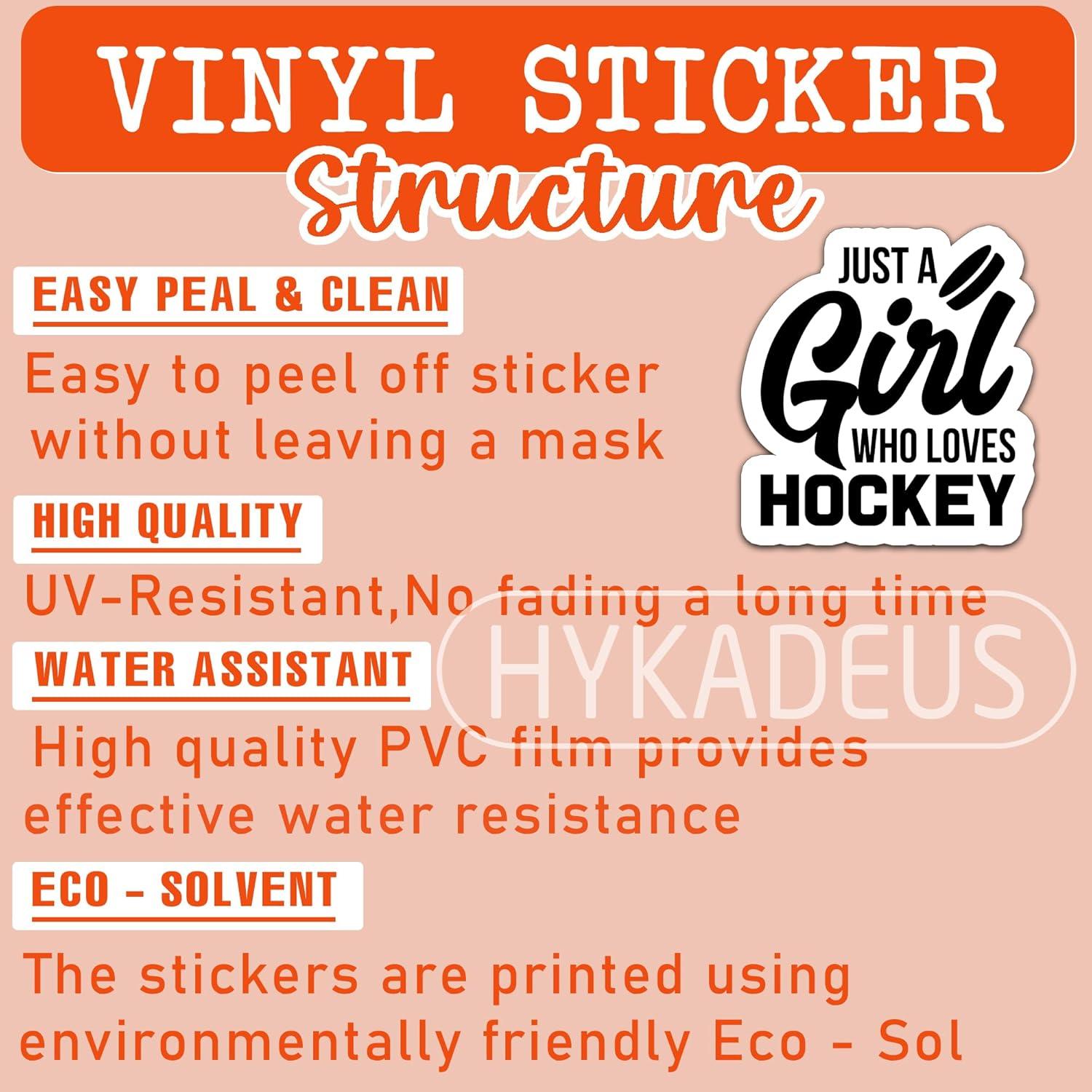 Calcomanías Impermeables HYKADEUS para Chicas Hockey 7.6 cm