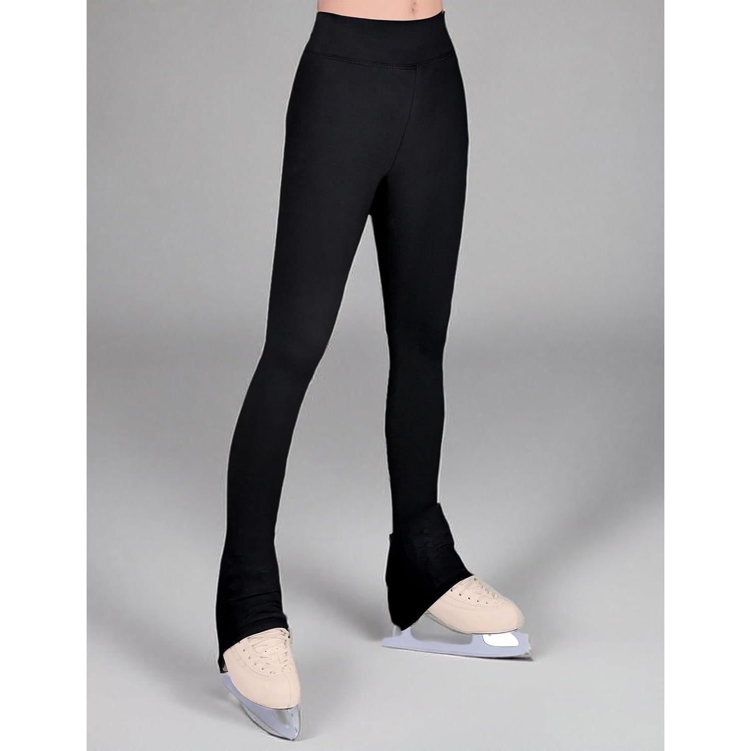 Pantalones de Patinaje sobre Hielo Niñas Negros Cintura Alta 5-6 Años