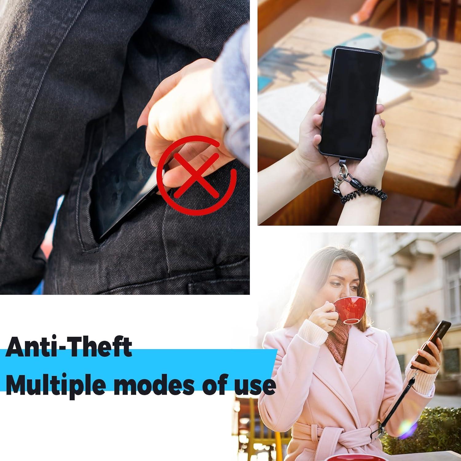 Lanyard para Teléfono JingRoom - 2 Correas Antirrobo Negro