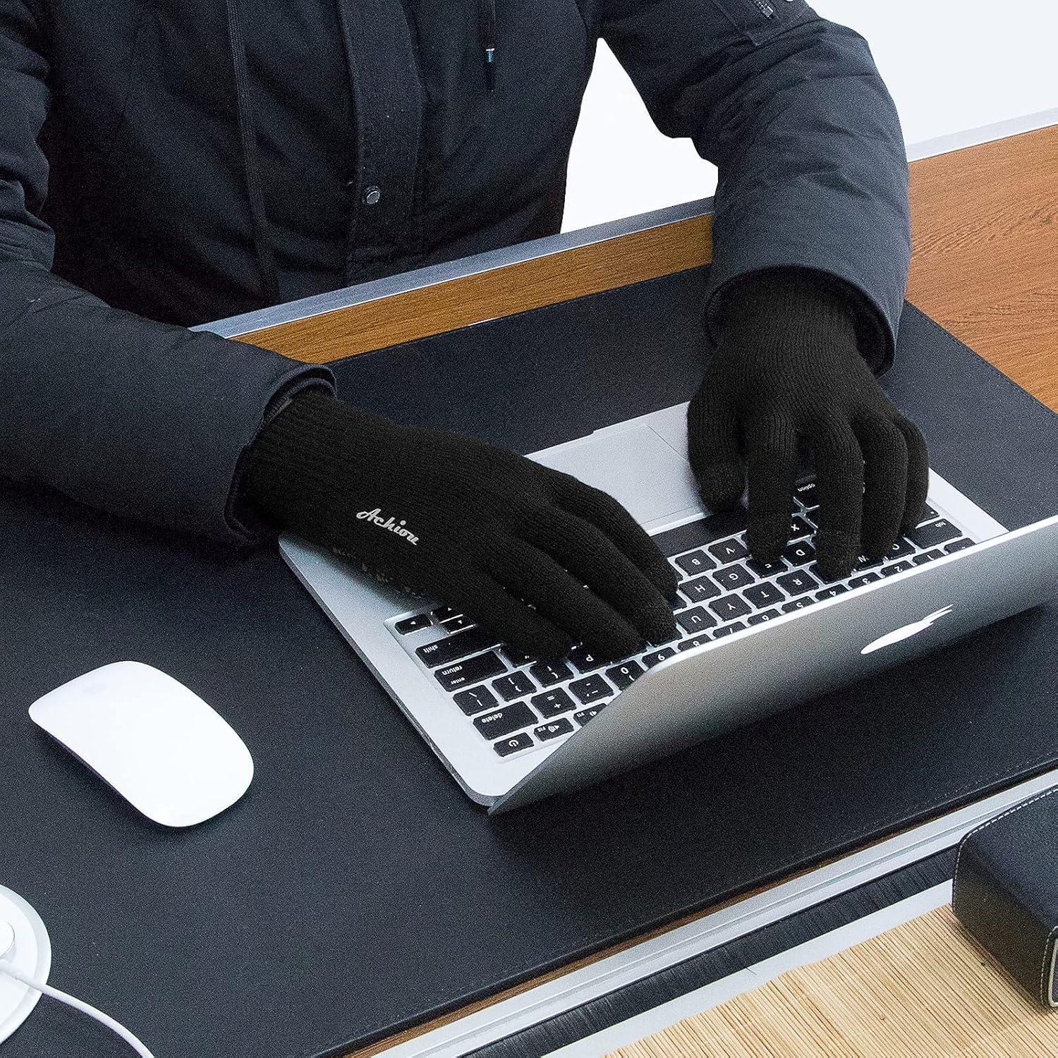 Guantes de Invierno Achiou Táctiles Unisex Negros Térmicos